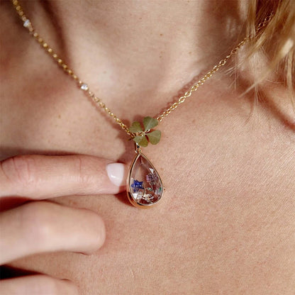 Ocean Heart Adjustable Pendant, Water Drop Pendant, Cute Small Items, Collarbone Chain, Gold Plated Color Preserved Copper Open