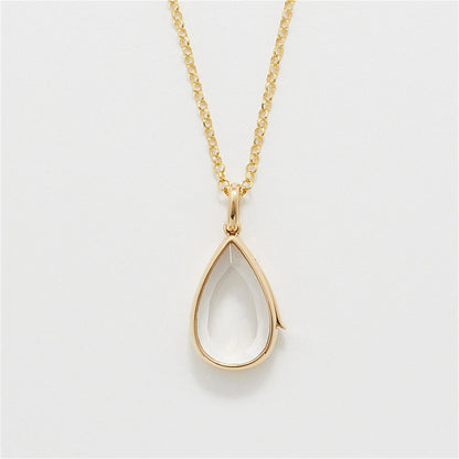 Ocean Heart Adjustable Pendant, Water Drop Pendant, Cute Small Items, Collarbone Chain, Gold Plated Color Preserved Copper Open