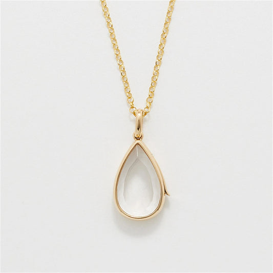 Ocean Heart Adjustable Pendant, Water Drop Pendant, Cute Small Items, Collarbone Chain, Gold Plated Color Preserved Copper Open