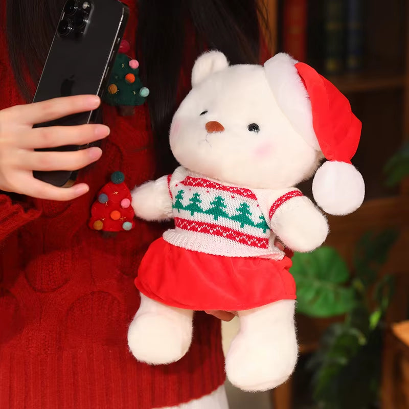 Cute Christmas Bear Plush Toy Joints Are Movable Christmas Day Home Decoration Kid Toy Christmas Gift for Boy Girl